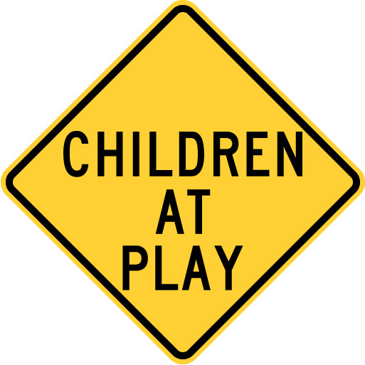 children at play road sign