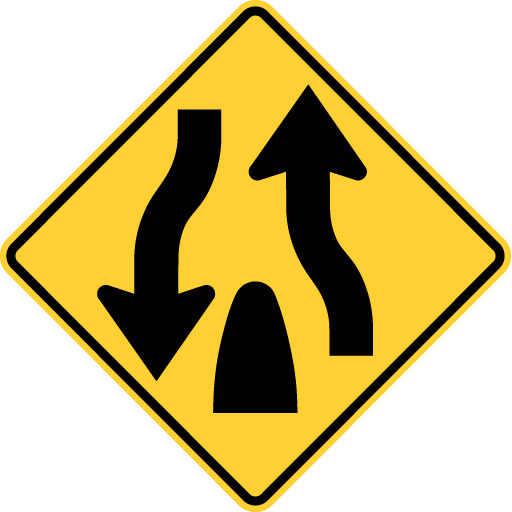 divided highway ends road sign