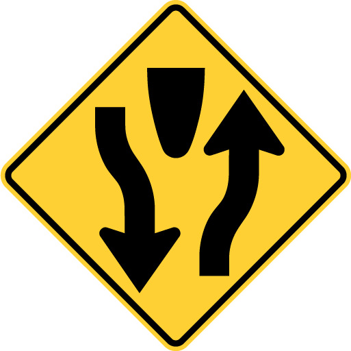 divided highway road sign