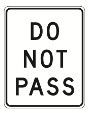 do not pass road sign