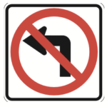 no left turn road sign meaning