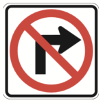 No right turn road sign
