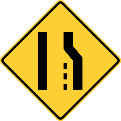right lane ends road sign