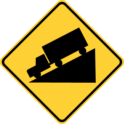steep grade road sign